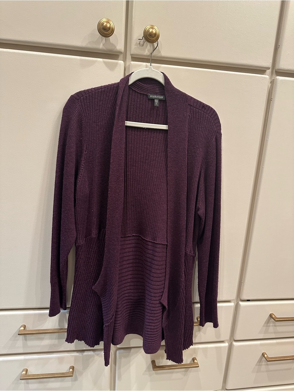 Eileen Fisher Deep Plum Open-Front Knit Cardigan